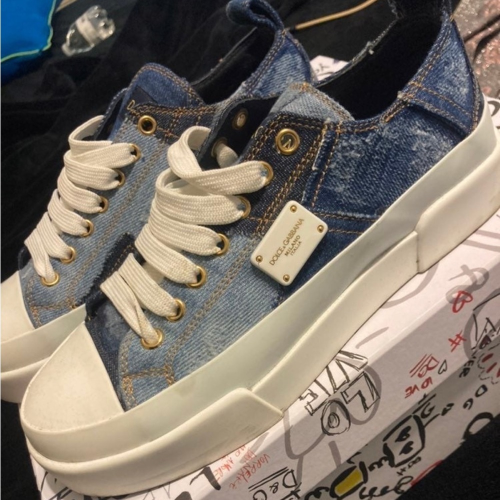 Dolce and Gabbana denim low top sneakers